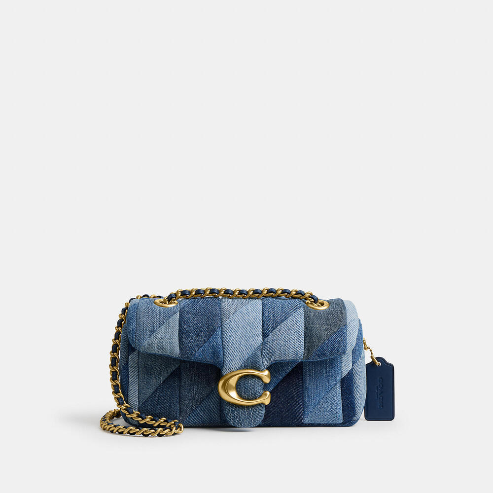 Coach Tabby Shoulder Bag 20 Patchwork Denim Quilted Gold Chain Rare Sold Out